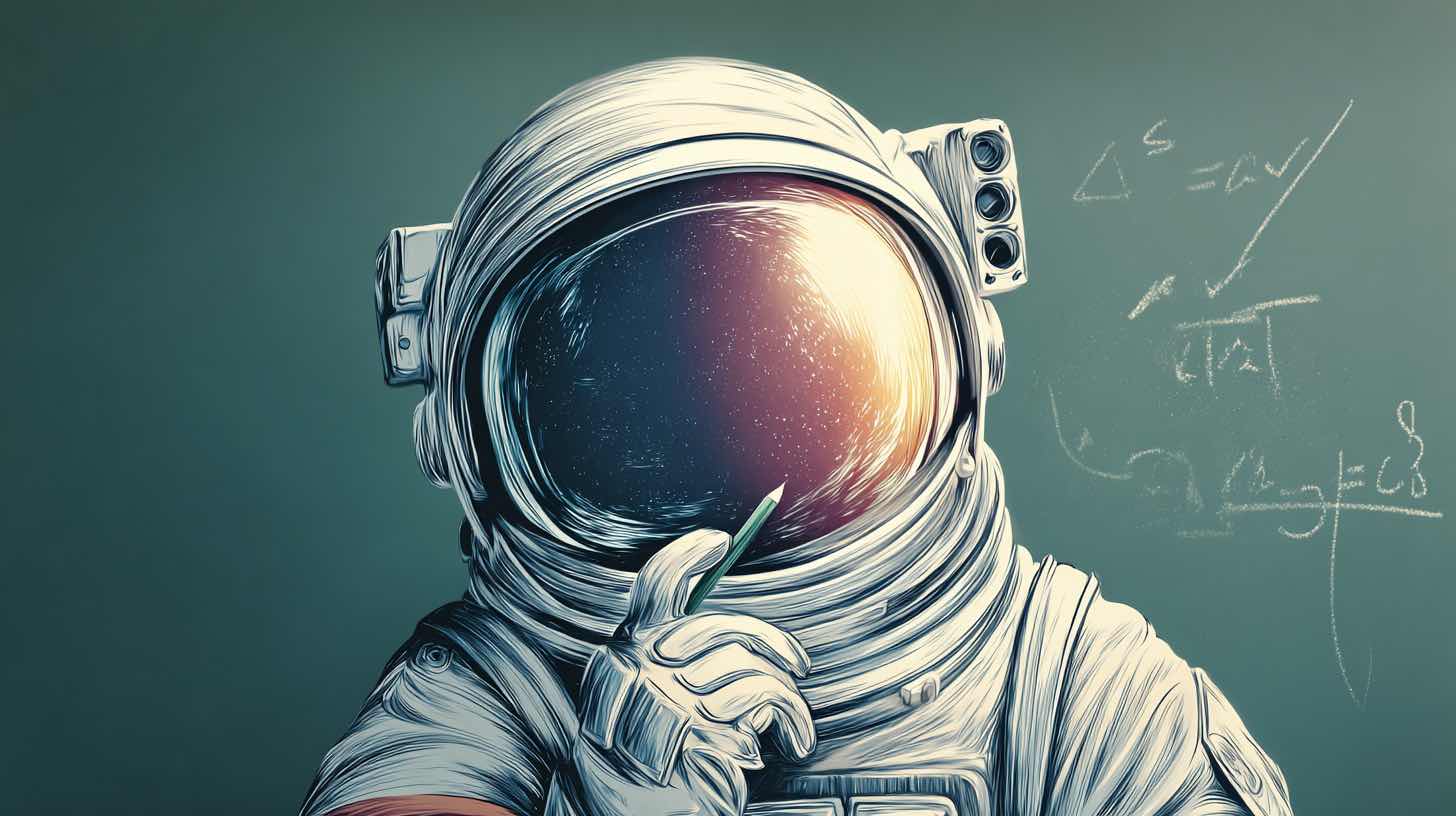 An astronaut figuring things out