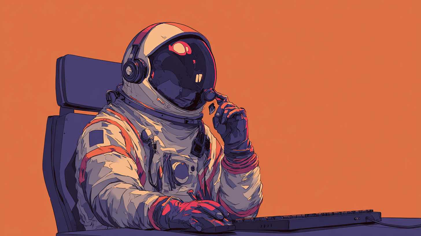 An astronaut thinking hard