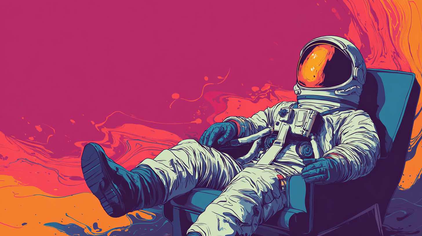 An astronaut kicked back in a chair
