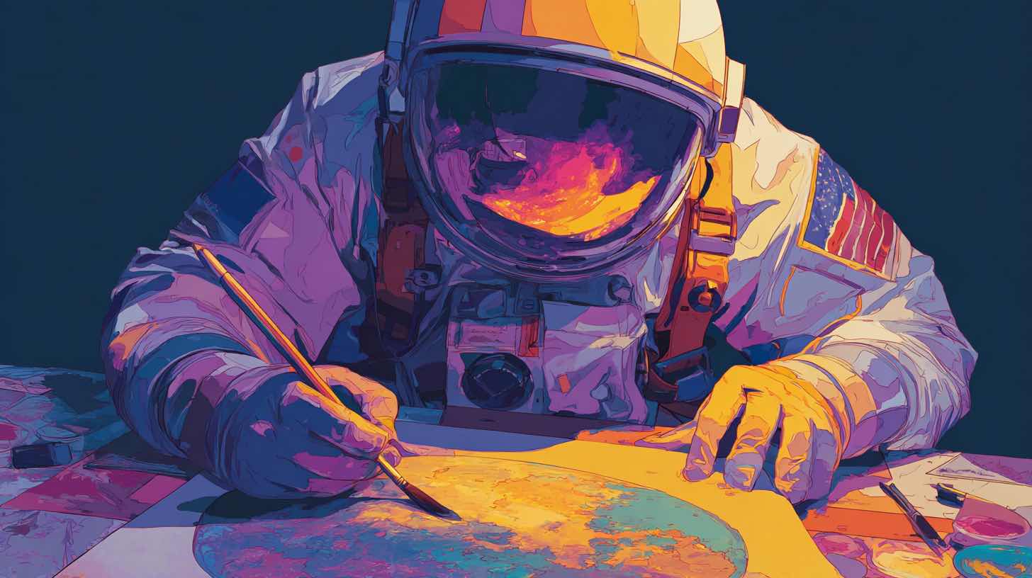 An astronaut painting something