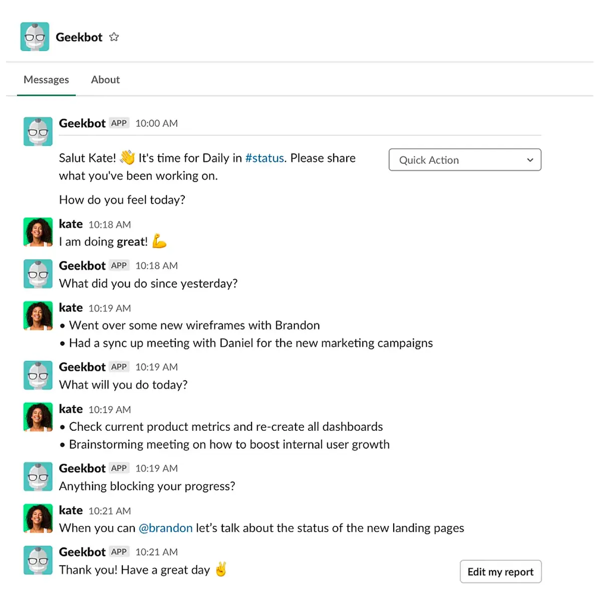 Standup automation interface